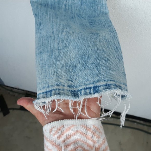 American Eagle Men's Flex Skinny Jeans Size 32x34 Distressed Light Wash Raw Hem - Picture 6 of 16